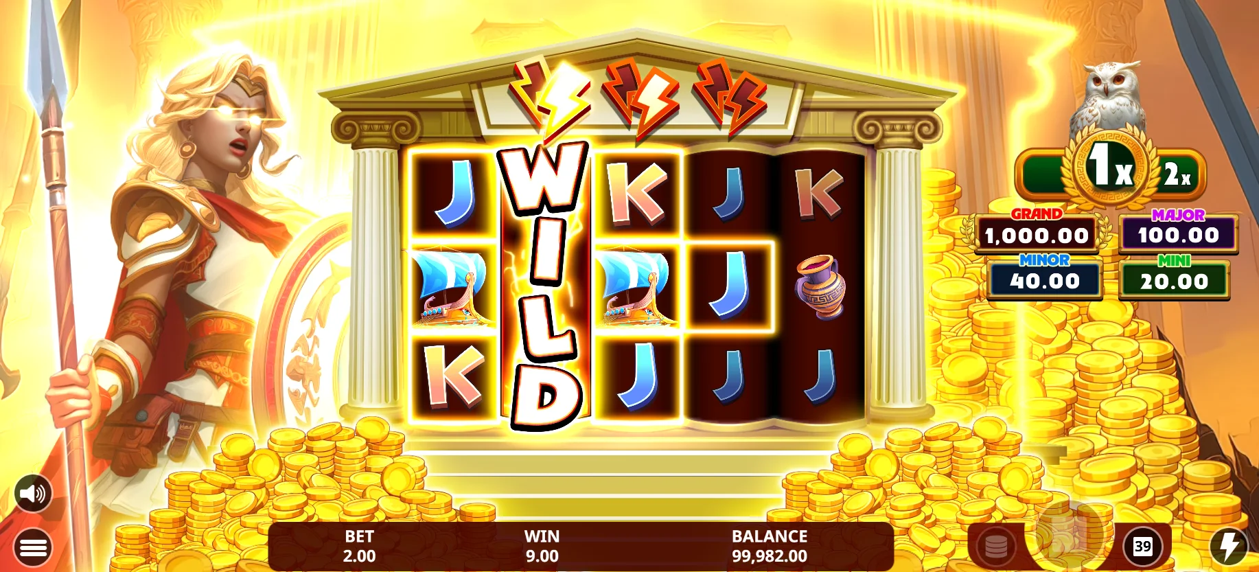 Law of Athena - สัญลักษณ์ Wild สายฟ้าบนวงล้อกลาง